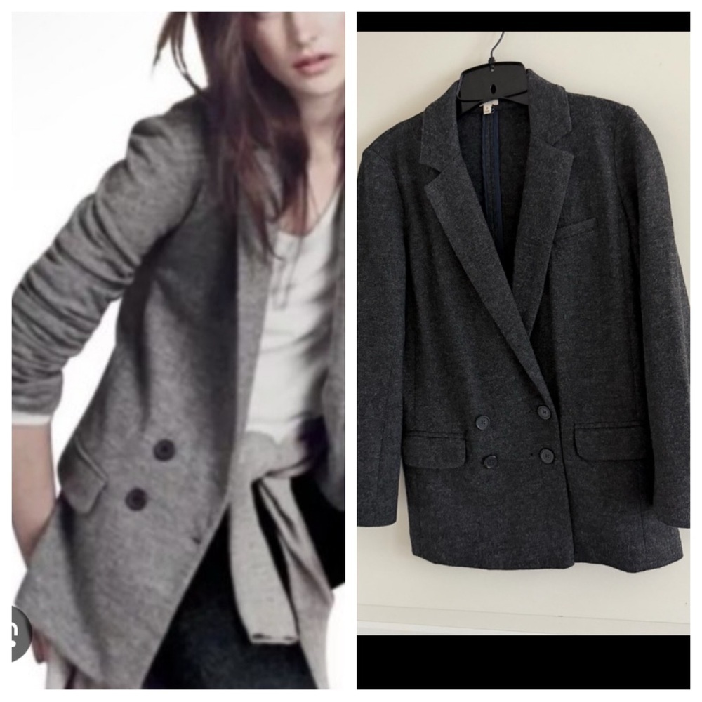 J. Crew Benny Gray Wool Tweed Double Breasted Blazer Size 0 41907